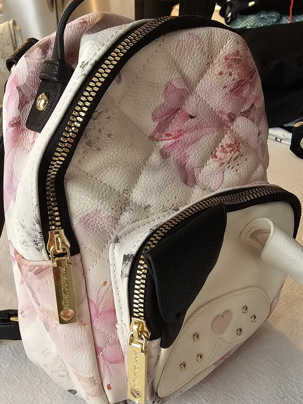 Betsey Johnson Kitsch Puppy Dog Floral Mini Backpack Purse NWOT Kawaii Frenchie